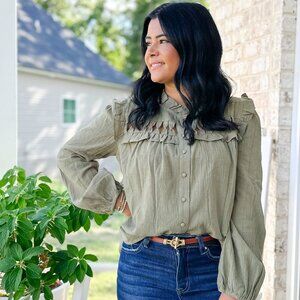 Camilla Olive button down blouse